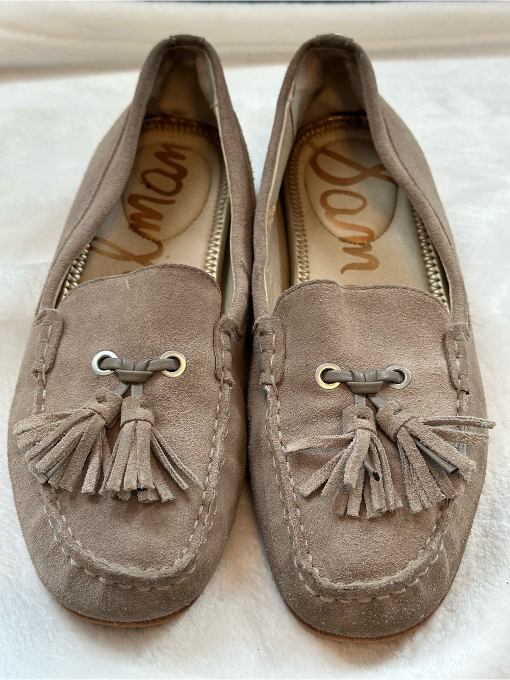 Sam Edelman Taupe Suede Tassel Loafers - Neutral Taupe